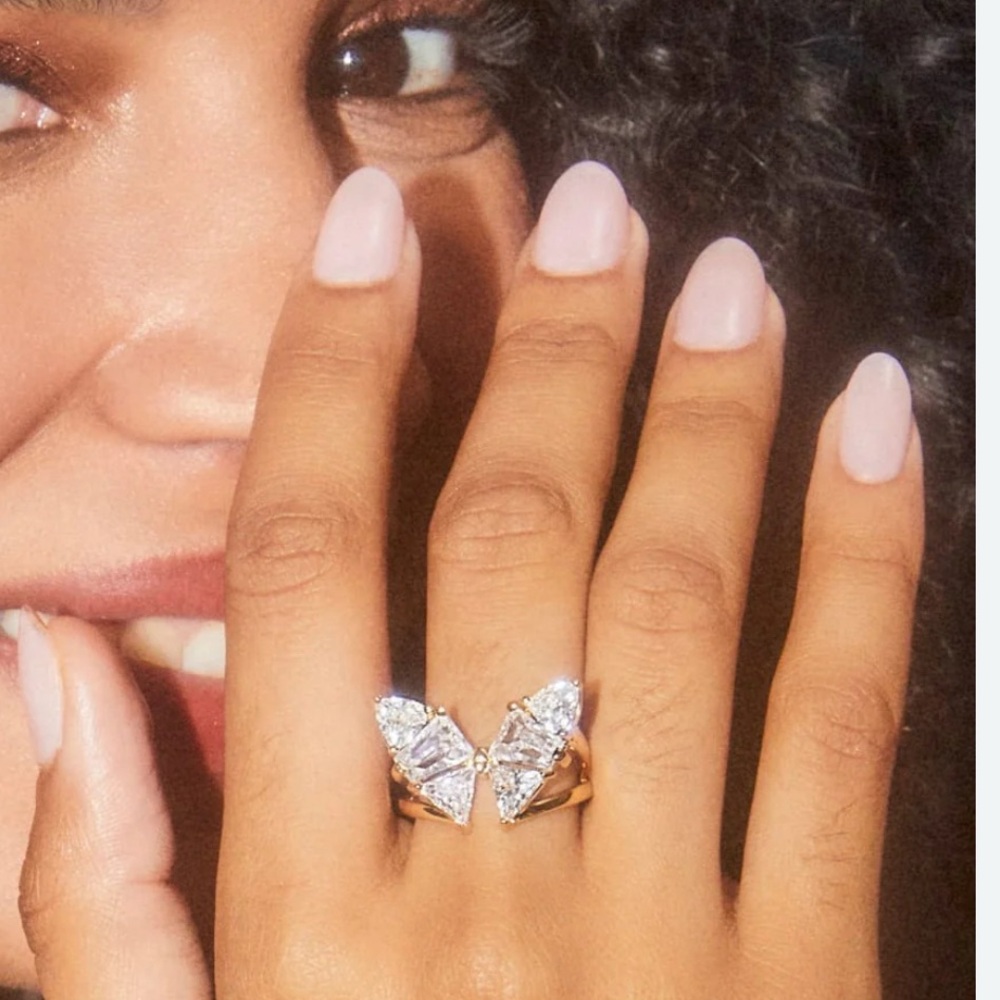 Kendra Scott Blair Butterfly Ring silver tone white crystal NWOT